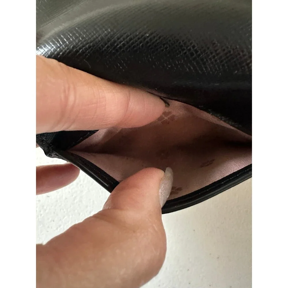 Kate Spade Nadine Slim Card Holder Black Smooth Leather Small Bi-fold Wallet